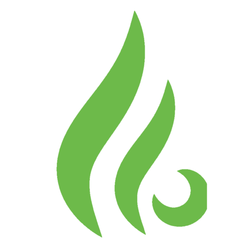 Generic logo with green flame symbol